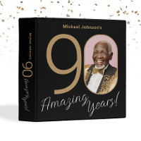 Gold Black 90th Birthday Photo Album Classeur