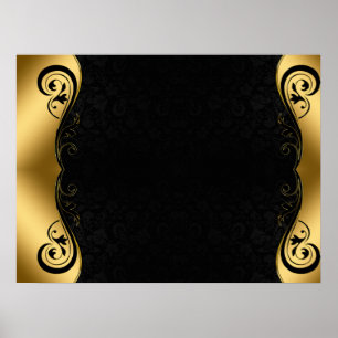 Gold Black Abstract Art Poster