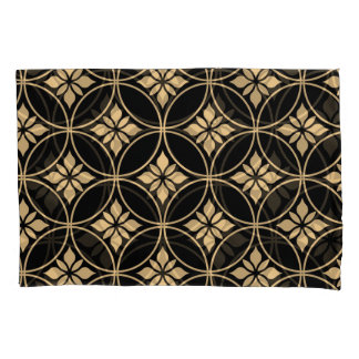 Gold & Black: Abstract Floral Vintage Pillowcase