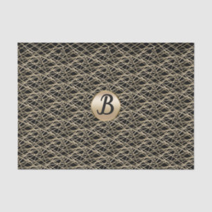 Gold Black Abstract Glamour Glam Monogram Party Tissue Paper