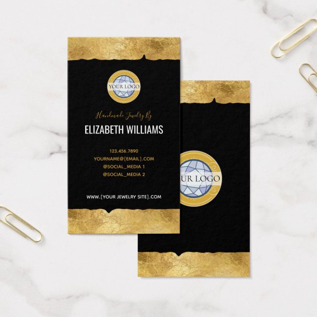 Gold Black Add Your Logo Business Cards (Office)