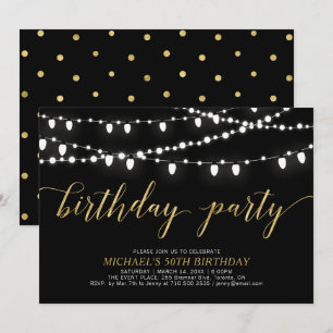 Gold & Black Adult Men's 50th Birthday Party Invitation