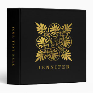 Gold Black Ancient Greek Meander Monogram Binder