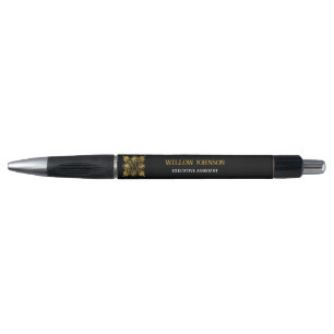 Gold Black Ancient Greek Meander Monogram Pen