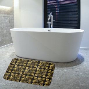 Gold Black Ancient Greek Meander Pattern Bath Mat