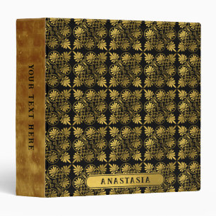 Gold Black Ancient Greek Meander Pattern Name Binder
