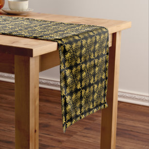Gold Black Ancient Greek Meander Pattern Short Table Runner
