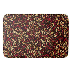Gold, Black and Burgundy Festive Foliage Bath Mat