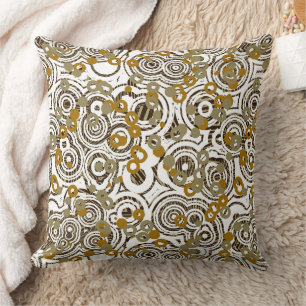 Gold Black and Olive abstract geometric Throw Pillow