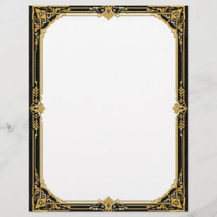 Gold Black and White Art Deco Letterhead