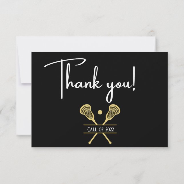 Gold Black and White Lacrosse Sports  Thank You Ca (Front)