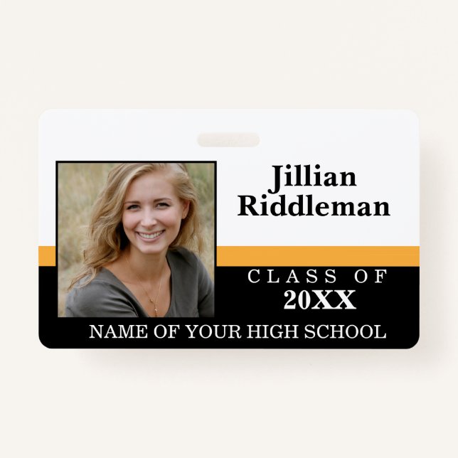 Gold, Black and White Photo Event Badge (Front)