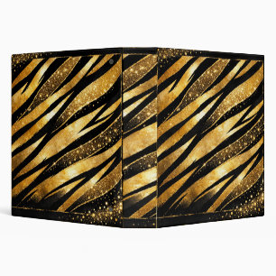 Gold Black Animal Print Luxury Glitter Sparkle Binder