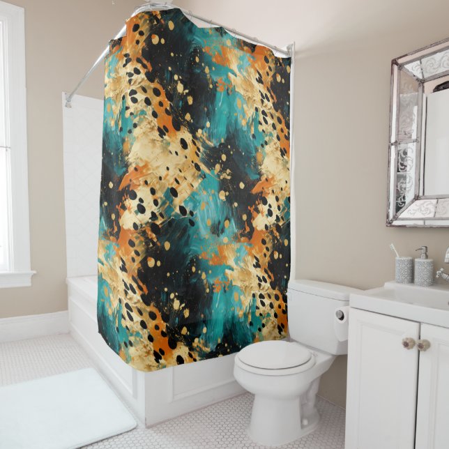Gold Black Aqua Orange Leopard Abstract (In Situ)
