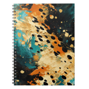 Gold Black Aqua Orange Leopard Abstract Notebook