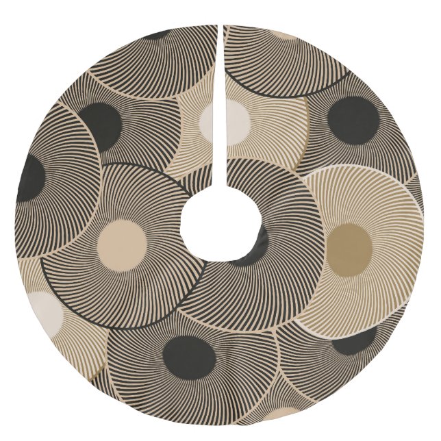 Gold Black Arc Wheels: Abstract Brushed Polyester Tree Skirt (Front)