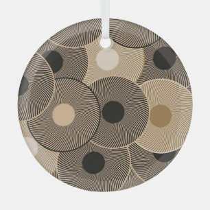Gold Black Arc Wheels: Abstract Glass Ornament