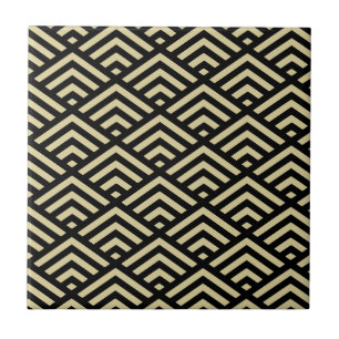 Gold & Black Art Deco Diamond Pattern Tile