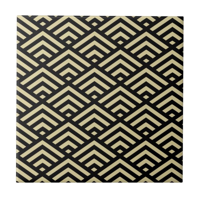Gold & Black Art Deco Diamond Pattern Tile (Front)