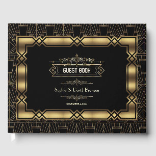 Gold Black Art Deco Gatsby 1920s Style Wedding Guest Book