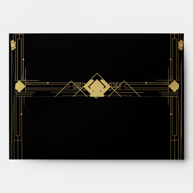 Gold & Black Art Deco Gatsby Elegant Invitation Envelopes (Back (Top Flap))