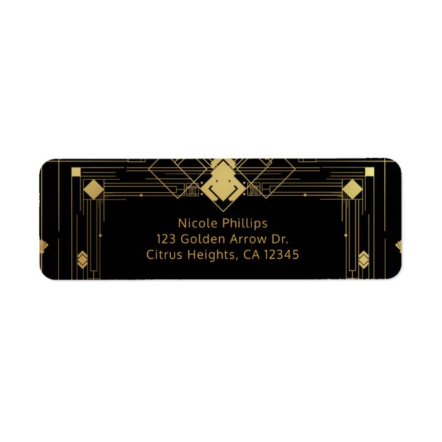 Gold & Black Art Déco Gatsby Roaring 20's Elegant (Devant)
