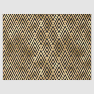 Gold black art deco tiled pattern tissue paper