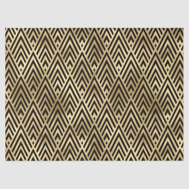 Gold black art deco tiled pattern tissue paper (Front)