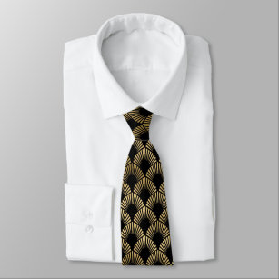 gold black art deco tiled tie