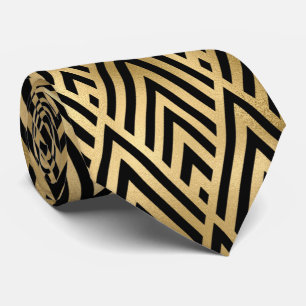 gold black art deco tiled tie