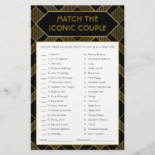 Gold & Black Art Deco Vintage Bridal Shower Game