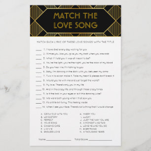 Gold & Black Art Deco Vintage Bridal Shower Game