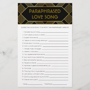 Gold & Black Art Deco Vintage Bridal Shower Game