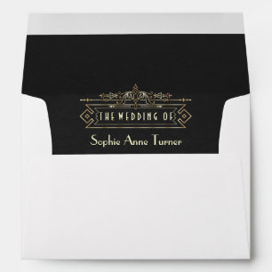 Gold Black Art Deco Wedding Envelope