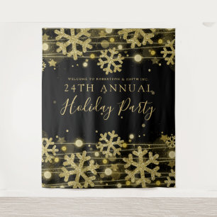 Gold Black Backdrop Corporate Elegant Winter Glam Tapestry