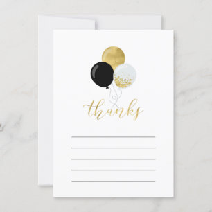 Gold & Black Balloon Party Merci Carte de note