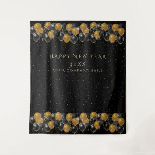 Gold Black Balloons New Year Party Prop Tapestry