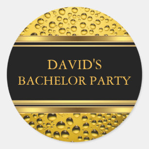 Gold & Black Beer Bachelor Party Sticker