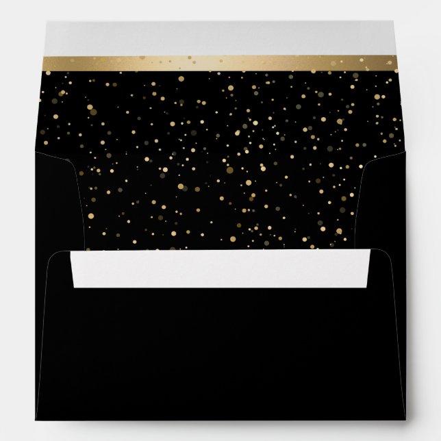 Gold & Black Belle Enveloppe de mariage élégante (Dos (Bas))