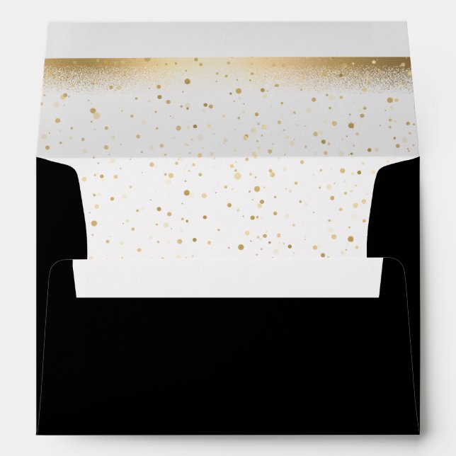 Gold & Black Belle Enveloppe de mariage élégante (Dos (Bas))