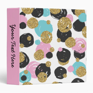 Gold Black Blue Pink Glam Dots Binder