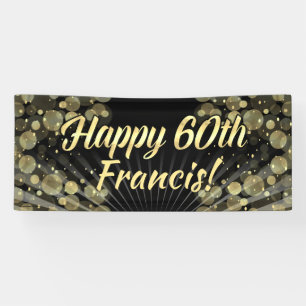 Gold/Black Bokeh 60th Birthday Party Banner