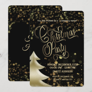 Gold/black bokeh luxury corporate Christmas party Invitation