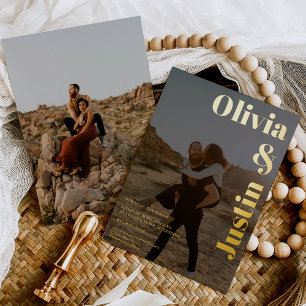 Gold black bold names 2 photos wedding