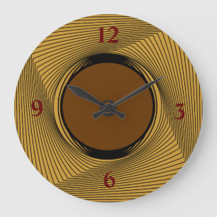 Gold/Black Border with Red/brown Centre >Clocks Large Clock