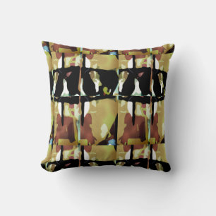 Gold Black Brown Tropical Large Tiles Abstract Art Throw Pillow