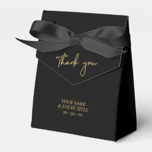 Gold & Black   Brush Script Party Thank you Favour Favor Box