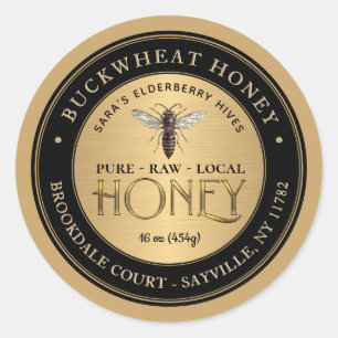 Gold Black Buckwheat Honey Label Vintage Queen Bee