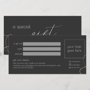 Gold & Black Business Gift Certificate Card