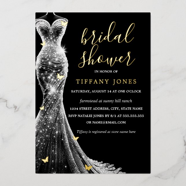 Gold Black Butterfly Dress Bridal Shower  (Front)